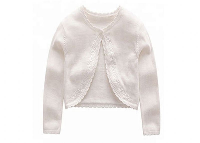 Round Neck Kids Knit Sweater Single Button Closure Type Shawl With Embroidery - 11272160