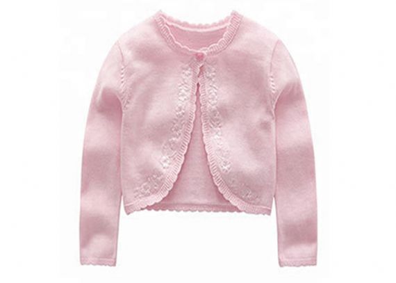 Round Neck Kids Knit Sweater Single Button Closure Type Shawl With Embroidery - 11272160