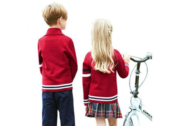 Primary School Cardigan Sweaters And Plaid Skirts Kits Polyester / Cotton Material - 11272180