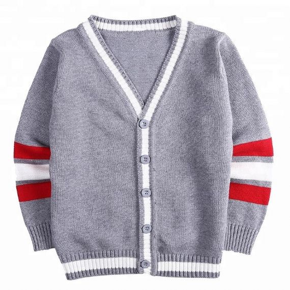 Grey Royal Blue School Uniform Cardigan - 11272187