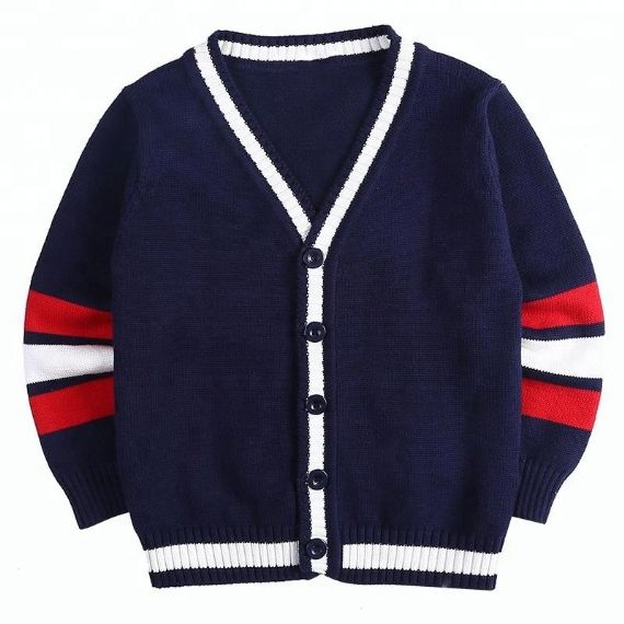 Grey Royal Blue School Uniform Cardigan - 11272187