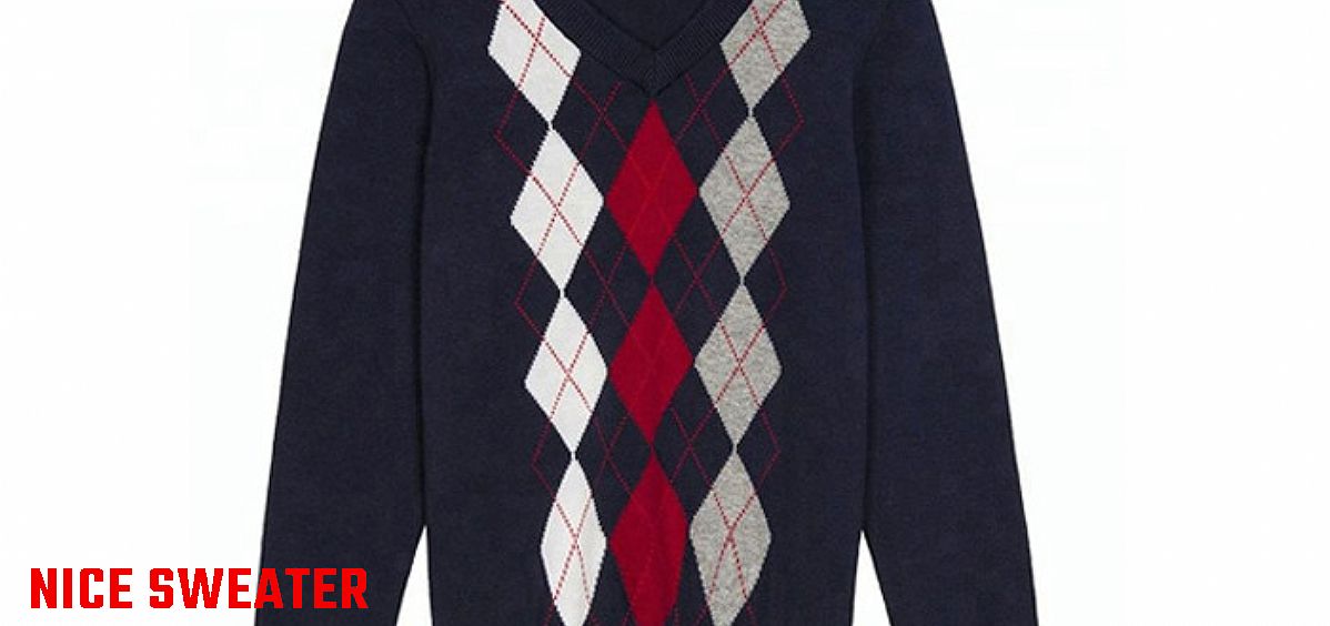 Soft Navy Men School Uniform Sweaters Plaid Pattern For Senior High School