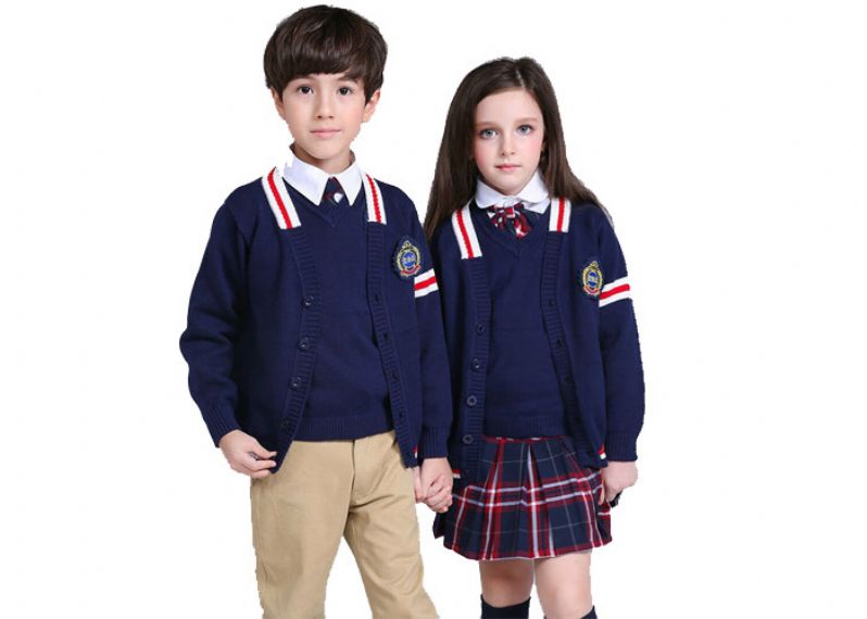 Custom British Style V Neck Stripe School Uniform Sweaters Cotton Primary School - 11766659