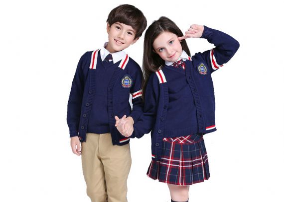Custom British Style V Neck Stripe School Uniform Sweaters Cotton Primary School - 11766659