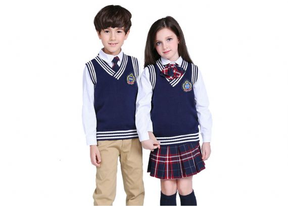 Spring And Autumn V Collar Knitted Vest School Uniform Sweater For Unisex - 11769329