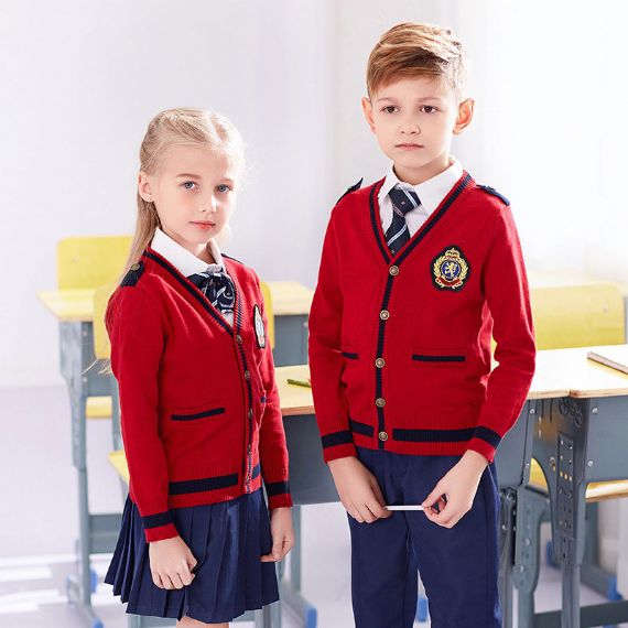 Navy Blue Anti - Pilling School Uniform Sweaters, Boys And Girls School Cardigan - 11774420