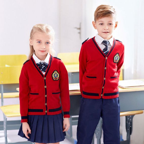 Navy Blue Anti - Pilling School Uniform Sweaters, Boys And Girls School Cardigan - 11774420