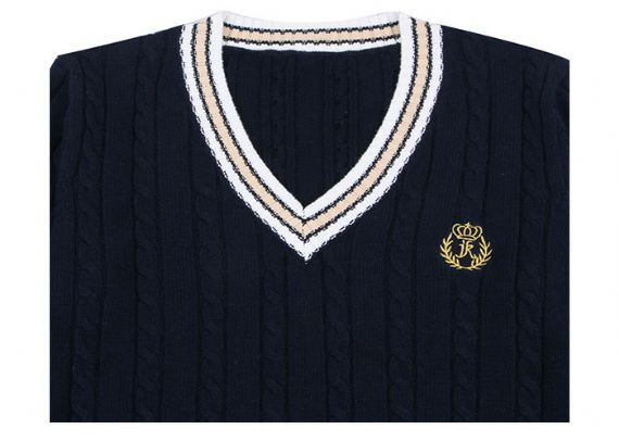 Acrylic Cotton Unisex Children School Uniform Sweaters Modern Designs In White - 11806552