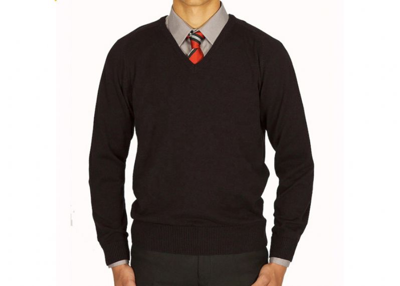 Kids Navy Winter School Uniform Sweaters Customized Ribbed Cuffs And Hem - 11810810