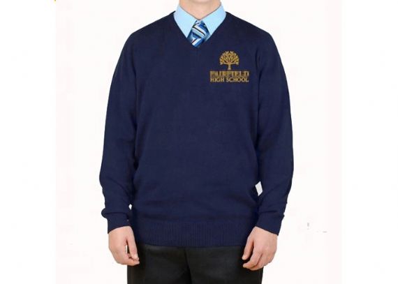 Kids Navy Winter School Uniform Sweaters Customized Ribbed Cuffs And Hem - 11810810