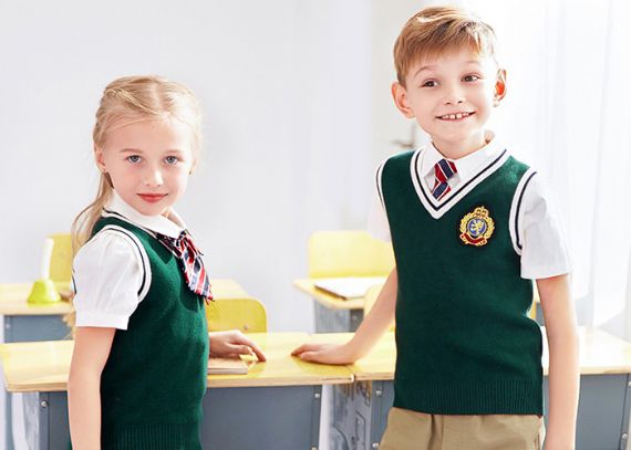 V Neck 12GG Knitted Soft Girl And Boy School Uniform Sweater Vest For Spring And Autumn - 11811247