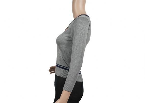 Unisex Grey V Neck Long Sleeve School Sweaters - 12320480