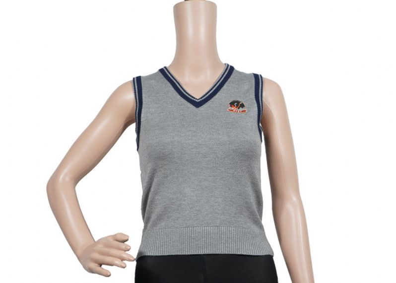 Cotton Blend Sleeveless Girls School Uniform Sweater - 12323385