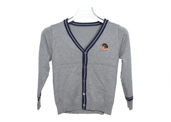 Breathable Grey School Uniform Cardigan Sweaters For Autumn And Winter - 12323566