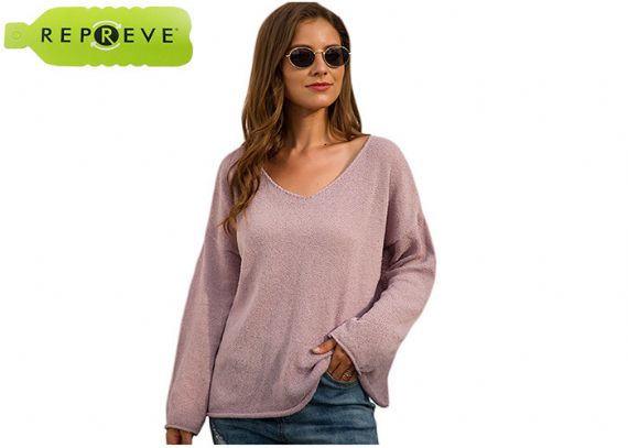 Sudadera con capucha sostenible de otoño suelta con cuello en V - 13130440