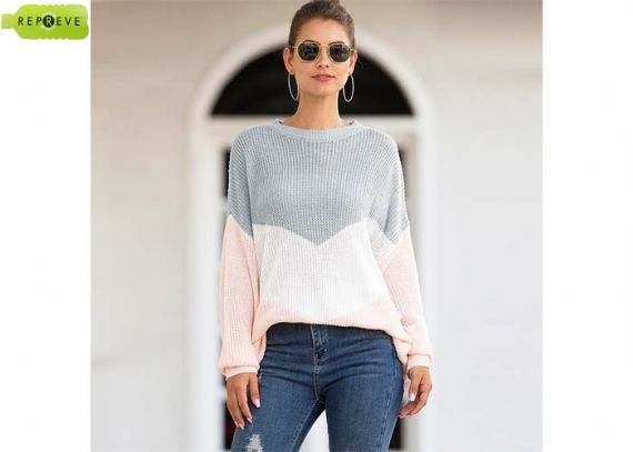 Suéter sostenible con cuello redondo y forma suelta para mujer - 13131356