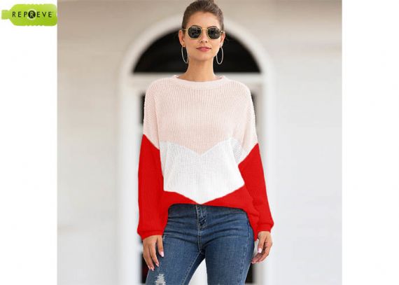 Suéter sostenible con cuello redondo y forma suelta para mujer - 13131356