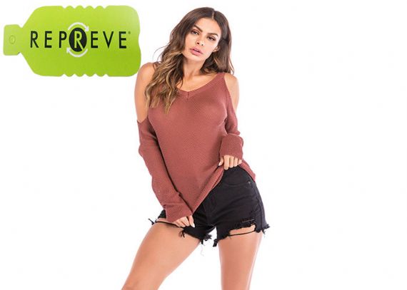 Top tejido sostenible reciclado 12GG con hombros caídos - 13133725