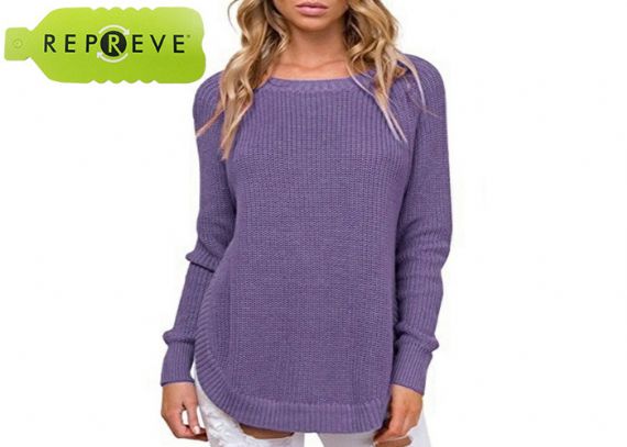 Jersey de mujer reciclado de punto con cuello redondo 7GG - 13134164