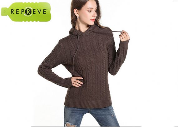 Suéter sostenible tejido cable de invierno para mujer 9GG - 13135235