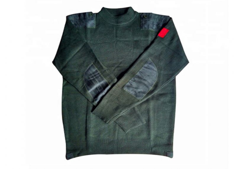 Suéter de comando militar de cuello redondo de algodón mercerizado grueso - 11272305