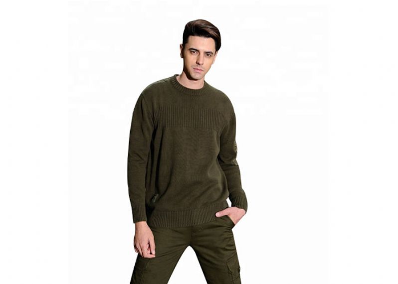 Color de encargo del cuello redondo del suéter resistente del uniforme militar del verde militar para los hombres - 11272336
