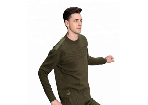 Color de encargo del cuello redondo del suéter resistente del uniforme militar del verde militar para los hombres - 11272336