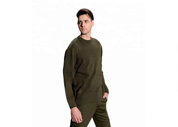 Color de encargo del cuello redondo del suéter resistente del uniforme militar del verde militar para los hombres - 11272336