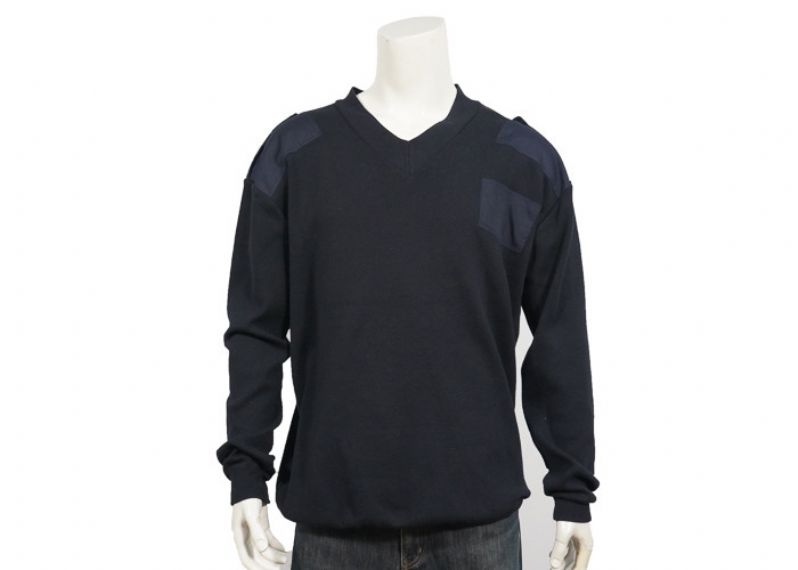 Suéter hecho punto llano del uniforme militar del jersey del cuello en V del algodón anti - color de la marina de guerra de Pilling - 12316631