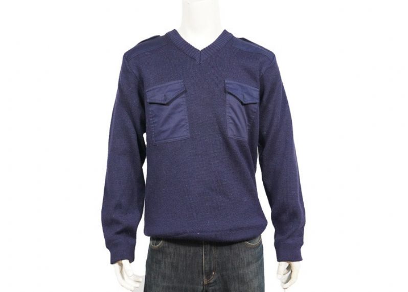 Suéter de uniforme militar de invierno personalizado Suéter militar para hombre de mezcla de lana azul marino - 12317119