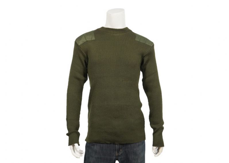 Suéteres gruesos del jersey de la policía resistente, suéter militar de Brown con el remiendo del codo - 12317208