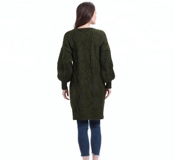 Tamaño modificado para requisitos particulares modelo para mujer más largo de Jacquad del suéter de punto de la rebeca del algodón - 11613198