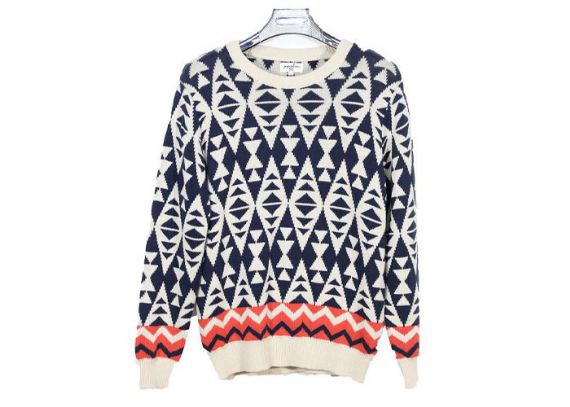 Suéter tipo jersey jacquard de otoño invierno para mujer con diseño de diamantes de punto - 12101662