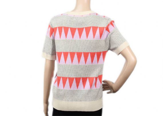 Jersey de punto con cuello redondo para mujer con top de jacquard en manga corta para la temporada de verano - 12103031