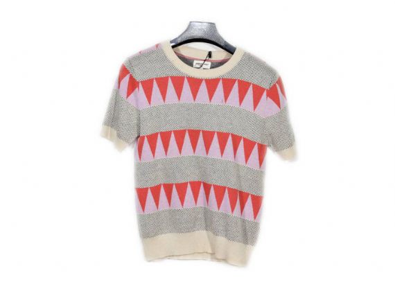 Jersey de punto con cuello redondo para mujer con top de jacquard en manga corta para la temporada de verano - 12103031