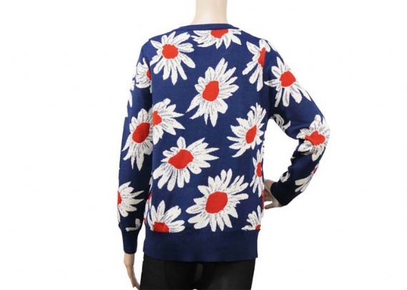 Modelo del telar jacquar del cuello redondo del suéter del punto de las mujeres de los azules marinos de las señoras para la primavera - 12105281