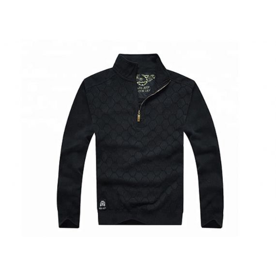 Suéter de tricô de gola alta uniforme militar xadrez padrão anti UV para homens - 11272325