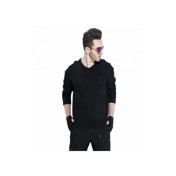 Suéter uniforme militar estilo britânico decote em V de malha confortável para toque na pele - 11272328