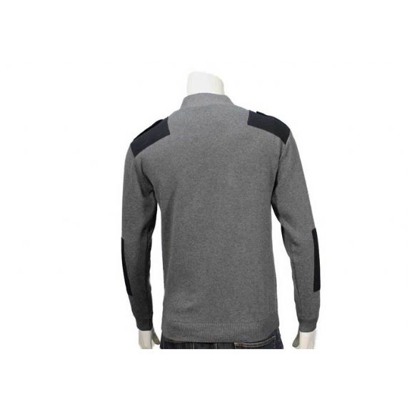 Suéter masculino estampado grande com decote em V estilo militar com remendo no ombro - 11997666