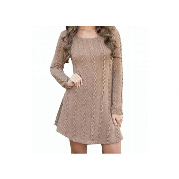 Vestido longo feminino gola redonda vazada - pulôver de malha com cabo - 11202537