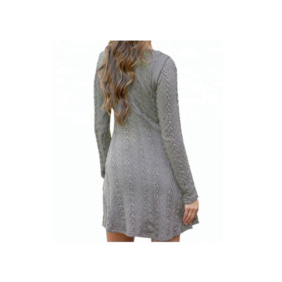 Vestido longo feminino gola redonda vazada - pulôver de malha com cabo - 11202537