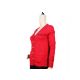Cardigan Vermelho Manga Longa Aberta com Cabo Frontal Malha Botão Acima V Neck Cardigan de Algodão - 12105296