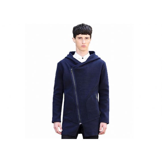 Moletom com capuz longo inverno com zíper 7 calibre masculino malha azul marinho designer suéter - 11202879