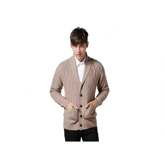 Suéter masculino xale gola xale de algodão grosso de algodão acrílico - 11202926