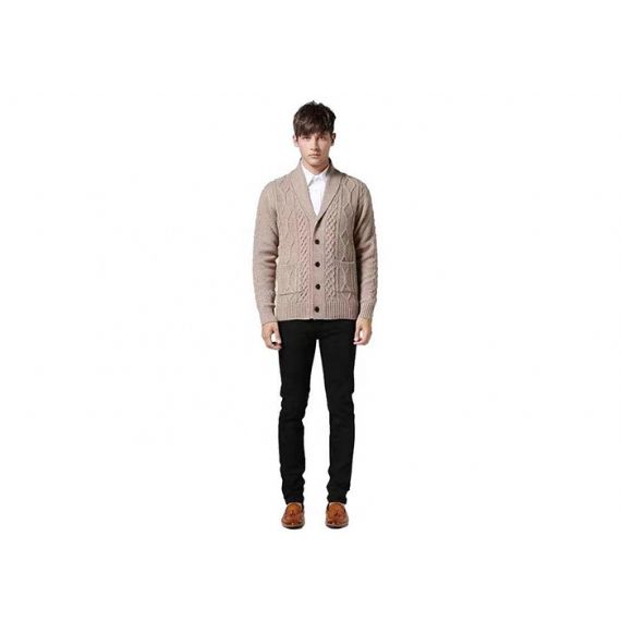 Suéter masculino xale gola xale de algodão grosso de algodão acrílico - 11202926