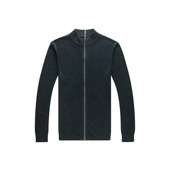 Suéter cardigan masculino com zíper completo, suéter masculino cardigan manga longa preta de lã - 11202952
