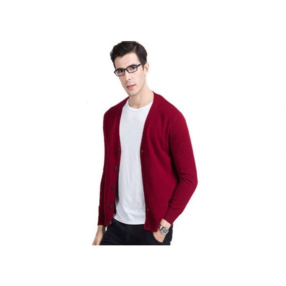 Suéter de cashmere com decote em v, cardigã de cashmere masculino logotipo personalizado - 11272365