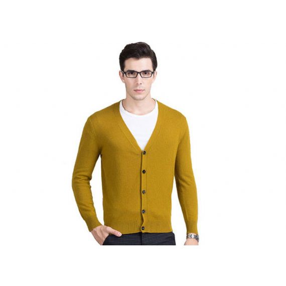 Suéter de cashmere com decote em v, cardigã de cashmere masculino logotipo personalizado - 11272365