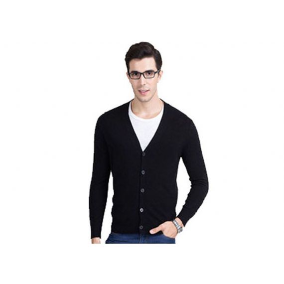 Suéter de cashmere com decote em v, cardigã de cashmere masculino logotipo personalizado - 11272365