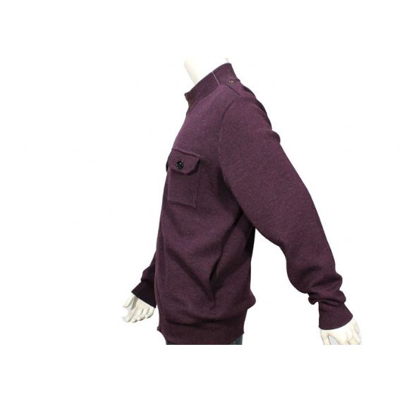 Camisolas de malha com gola dois bolsos masculinas cardigan com zíper completo para inverno outono - 11989716